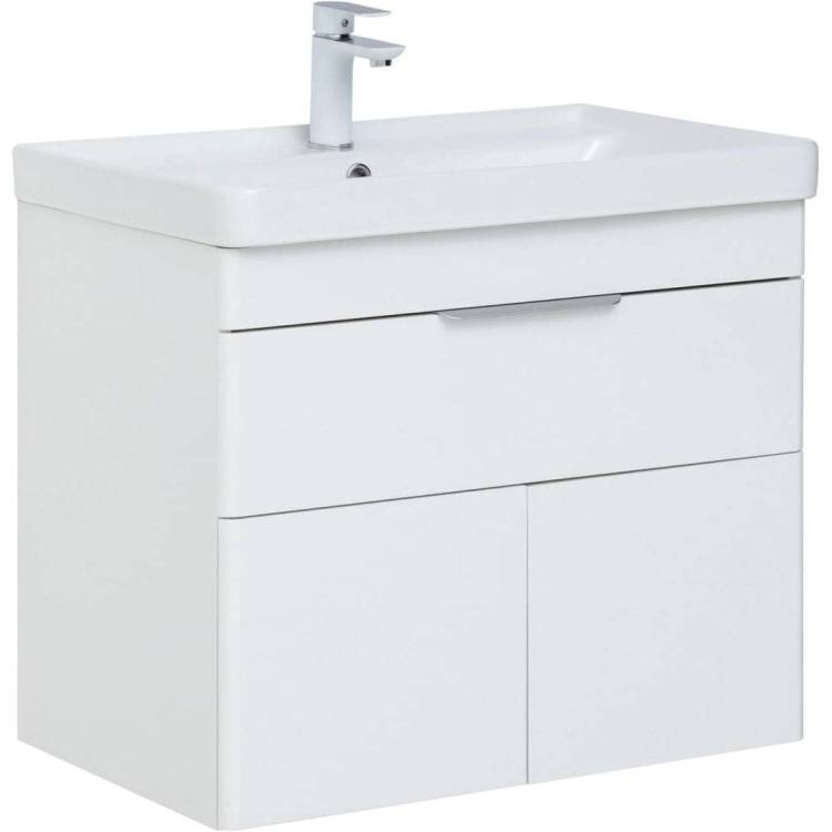 Тумба с раковиной Aquanet Ирис new 00310149 710 белый глянец, 1 ящик, 2 дверцы