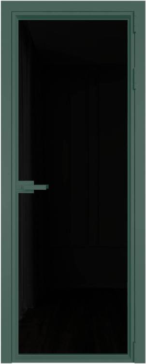 Межкомнатная дверь Profil Doors 1 AV цвет профиля Зеленый воск, стекло безопасное 6 мм черный триплекс 700x2000
