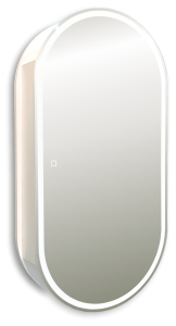 Зеркало-шкаф Art&Max Bari AM-Bar-500-1000-1D-R-DS-F-White с подсветкой, Белое, 100x50