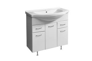 Тумба с раковиной Stella Polar Волна 75 SP-00000125 белый, раковина Байкал 75