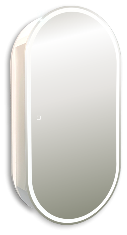 Зеркало-шкаф Art&Max Bari AM-Bar-500-1000-1D-R-DS-F-White с подсветкой, Белое, 100x50