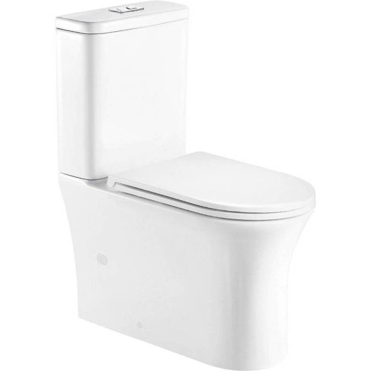 Унитаз-компакт Weltwasser WW SK 10000003776 Telbach 001GL-WT безободковый, с крышкой-сиденьем микролифт, белый глянцевый