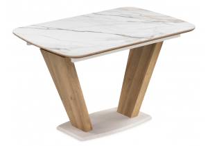 Стол Woodville Петир 588013 gilt white, дуб монтана 120(160)x80x75
