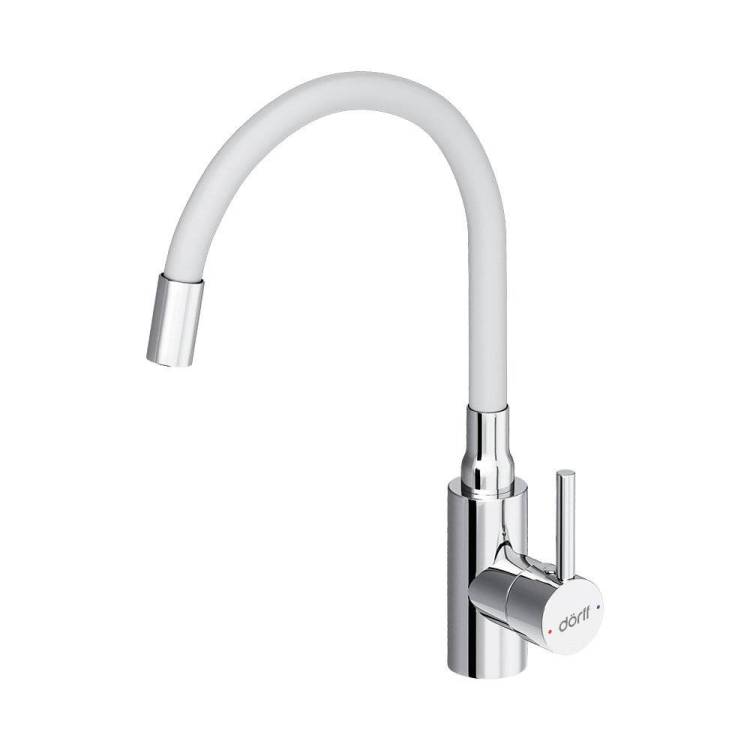 Смеситель для кухни Dorff Logic D3007633 с гибким изливом, белый