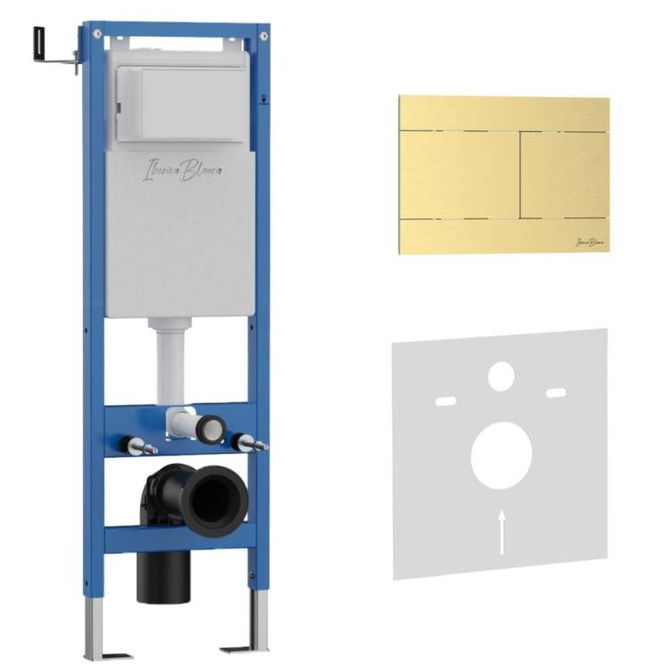 Система инсталляции для унитазов Iberica Blanca Inox-R IB.001М.015.03 кнопка смыва золото матовое