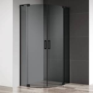 Душевой уголок Cezares Slider R 2 80/90 Grigio Nero профиль черный, стекло серое