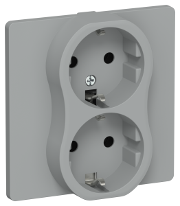 Розетка 2-местная с заземлением IEK Flite FI-R21C-16-1-K03 серый
