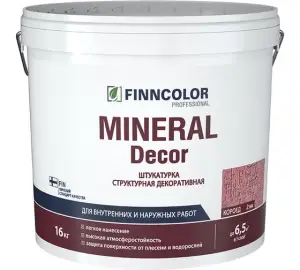 FINNCOLOR MINERAL DECOR штукатурка декоративная, структурная, короед фракция 2 мм (16кг)