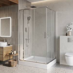Душевой уголок Belbagno LUCE-AH-22-150/115-C-Cr профиль хром, стекло прозрачное, 150x115x195