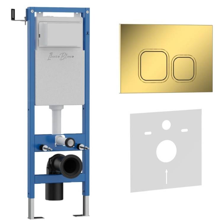Система инсталляции для унитазов Iberica Blanca Esti-Q IB.001M.836 кнопка смыва золото глянцевое
