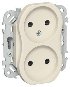 Розетка 2-местная с защитными шторками IEK Flite FI-R23-10-K86 сливочный