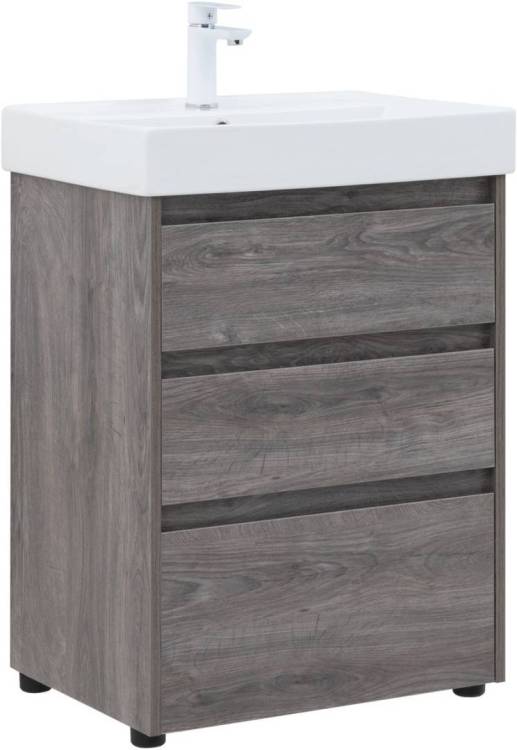 Тумба с раковиной Aquanet Nova Lite 00302470 60 дуб рошелье, 3 ящика