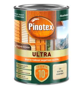 Пропитка декоративная для защиты древесины Pinotex Ultra AWB полуглянцевая база CLR 0.9 л