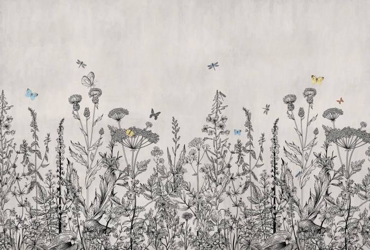 Бесшовные Eco обои Ortograf Flora 31060 Adalina gray Холст ОЕ-Х