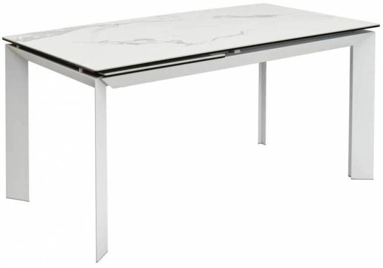 Стол Woodville Cremona 518856 matte statuario белый мрамор матовый/белый 140(200)x85x76