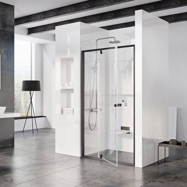 Душевая дверь в нишу Ravak PDOP2-120 Transparent, профиль черный + защитное средство