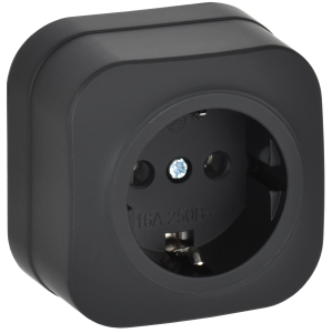 Розетка 1-местная с заземлением IEK Glory ERH11-K02M-16 черный матовый