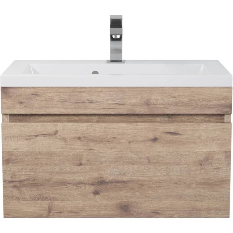 Тумба с раковиной Uperwood Eva 3930313469 подвесная, выдвижной ящик, крафт табачный, 60 см