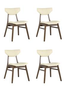 Стул Stool Group Tor LW1903-G PU CREAM GRID-KOROB4 массив гевеи цвет орех, сидение кремовый 4 шт
