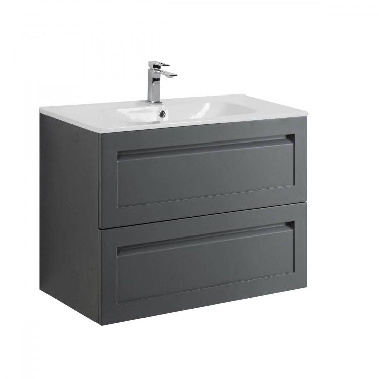 Тумба под раковину Art&Max Platino AM-Platino-800-2C-SO-GM-Cer Серый матовый, 80.2x45.3x55