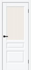 Межкомнатная дверь Bravo Неоклассик-35 полотно White Silk, стекло Magic Moru 700x2000
