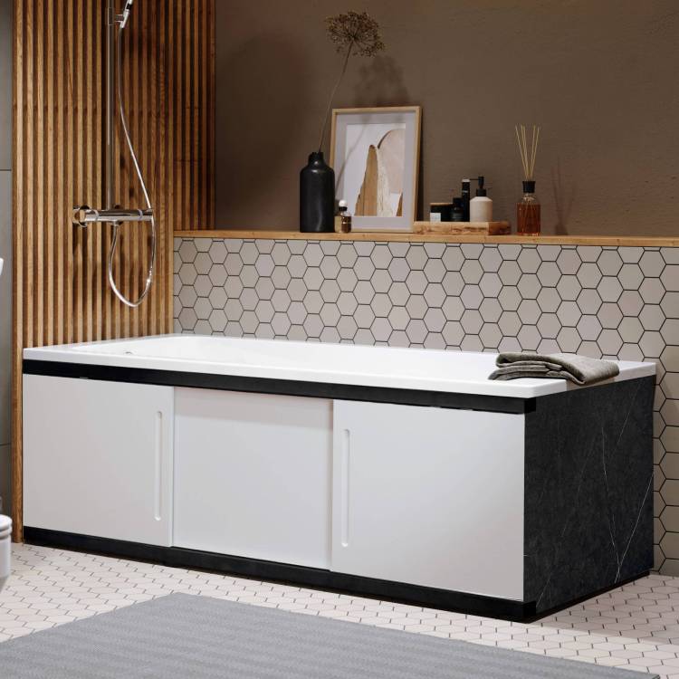 Экран под ванну Alavann Alt Black ALV1201001 белый, 154x7