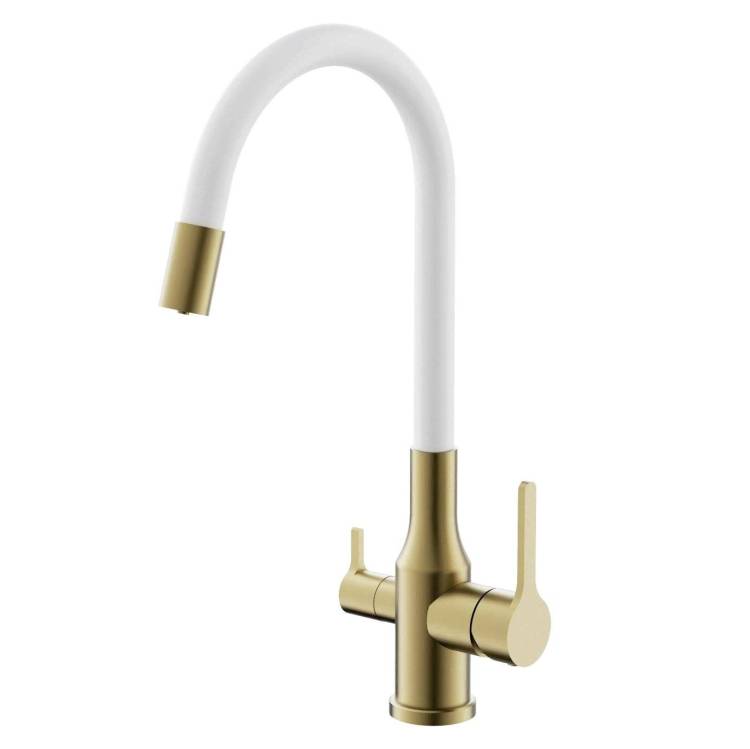 Смеситель для кухни Belz B76814-5 под фильтр, с гибким изливом, брашированное золото