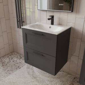 Тумба с раковиной Terminus Classik CLA10602701601O графит , 60x62