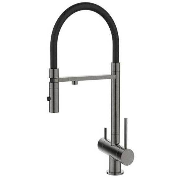 Смеситель для кухни DQ Kitchen DA1462506Grey с подключением к фильтру, гибкий излив, графит