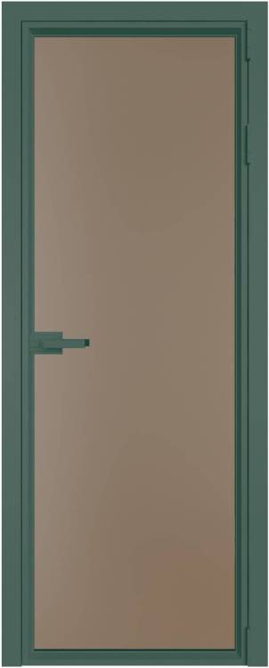Межкомнатная дверь Profil Doors 1 AV цвет профиля Зеленый воск, стекло безопасное 6 мм монохром капучино 600x2000
