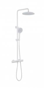 Душевая стойка Abber Thermostat AF8516FWL с изливом и термостатом, белая матовая
