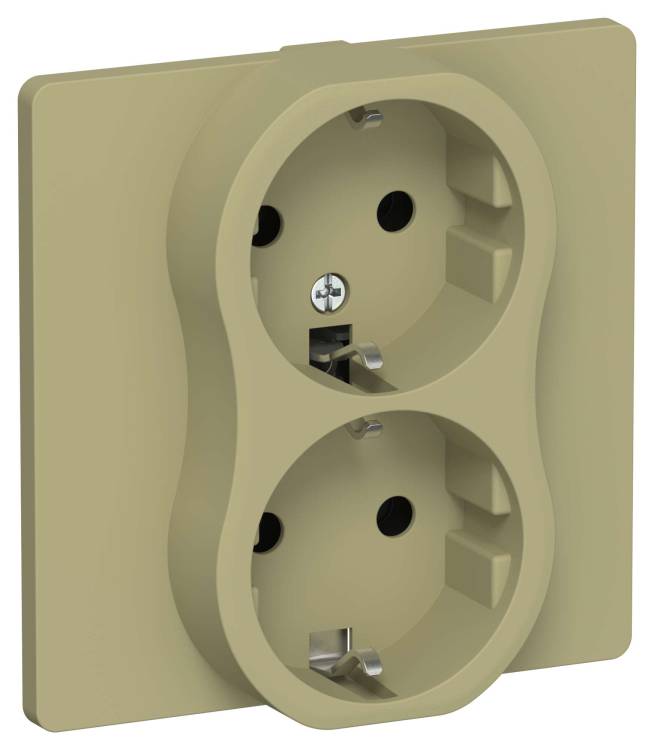 Розетка 2-местная с заземлением IEK Flite FI-R21C-16-1-K26 оливковый