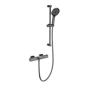 Смеситель для ванны Wonzon & Woghand WW-C2017-A-BGG термостатический, с душевым гарнитуром, темный графит