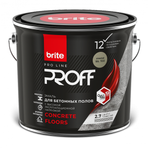 Эмаль для бетонных полов Brite Pro Line Proff Concrete Floors полуматовый RAL 7032 2.7 л