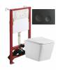 Унитаз с инсталляцией Agger ATI10150+APB144 безободковый, с крышкой-сиденьем микролифт, с черной кнопкой