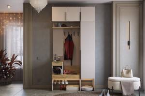 Стенка для прихожей Mebelson Баско К4 ПК04Баско.3369 кашемир/дуб крафт золотой