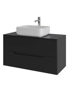 Тумба с раковиной Orange Line Li-100TubMDF+B05-500W черная матовая, 100 см