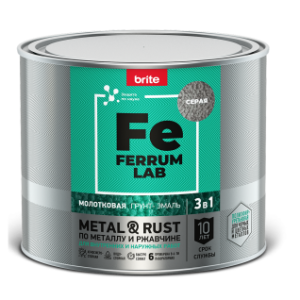 Грунт-эмаль по ржавчине FERRUM LAB молотковая серая 2 л