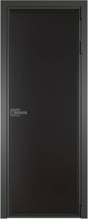 Межкомнатная дверь Profil Doors 1 AV цвет профиля Серая ночь, стекло безопасное 6 мм монохром черный 700x2000