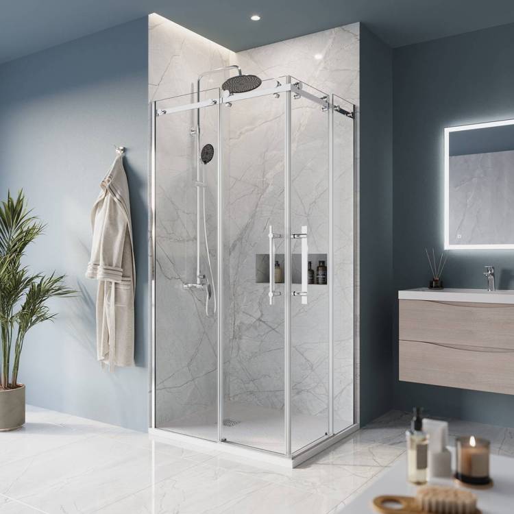 Душевой уголок BelBagno Marino MARINO-AH-2-100/80-C-CR профиль хром, стекло прозрачное, 100x80