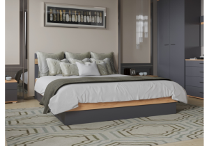 Кровать Woodville Кассандра 559200 дуб крафт золотой, антрацит 160x200