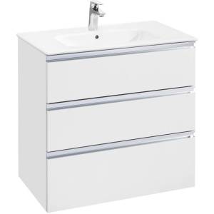 Тумба с раковиной Roca The Gap 80, 3 ящика, белый глянец