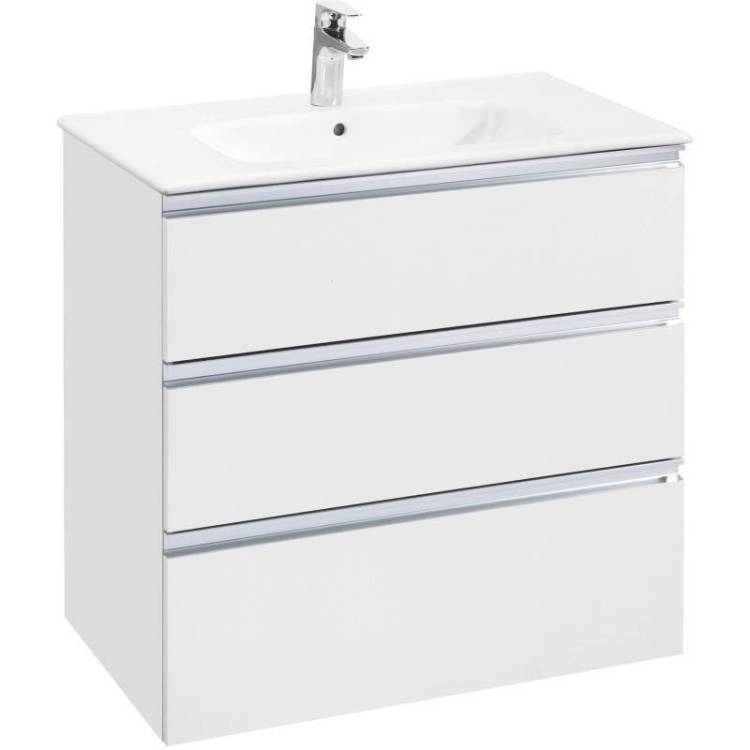 Тумба с раковиной Roca The Gap 80, 3 ящика, белый глянец