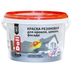 Краска резиновая трещиностойкая акриловая для кровли цоколя фасада Dali база С 3 кг