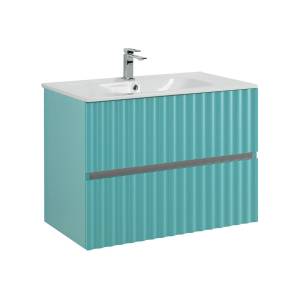 Тумба с раковиной Art&Max Elegant с подсветкой ручек, Светло-зеленый матовый, 58.5x80