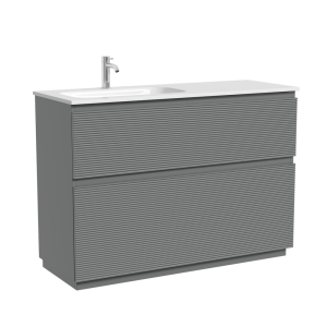 Тумба с раковиной Sancos Folk Floor напольная, 120x45x87, левая, c двумя ящиками оснащенными доводчиками, Ergraut soft