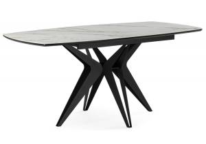 Стол Notta Риполь 625969 белый с прожилками gilt white, черный 160(205)x89x75