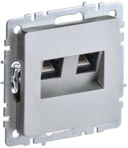 Розетка телефонная RJ11+Ethernet RJ45 IEK Brite BR-KT20-O-1-K47 алюминий