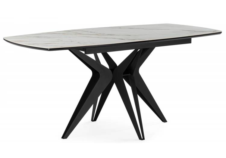 Стол Notta Риполь 625969 белый с прожилками gilt white, черный 160(205)x89x75