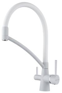 Смеситель для кухни Paulmark Siegen Si213111-WH с гибким изливом, белый матовый